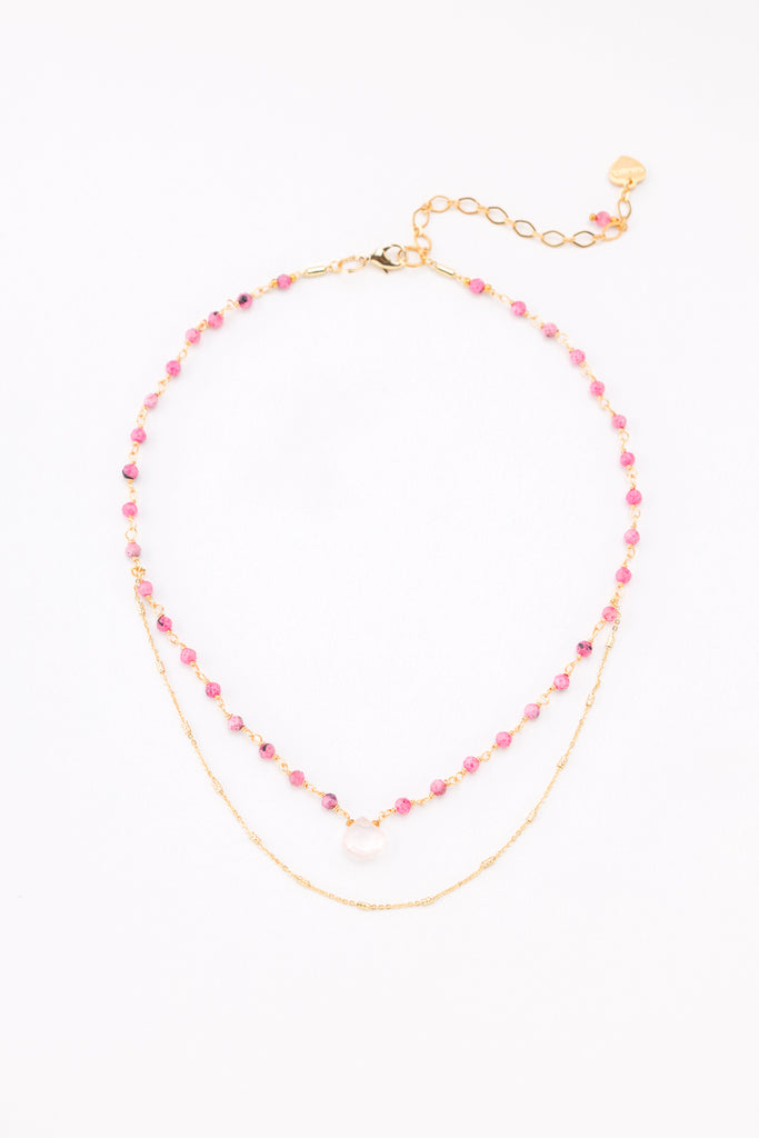 Becca Pink Bead Drops Necklace - Nakamol