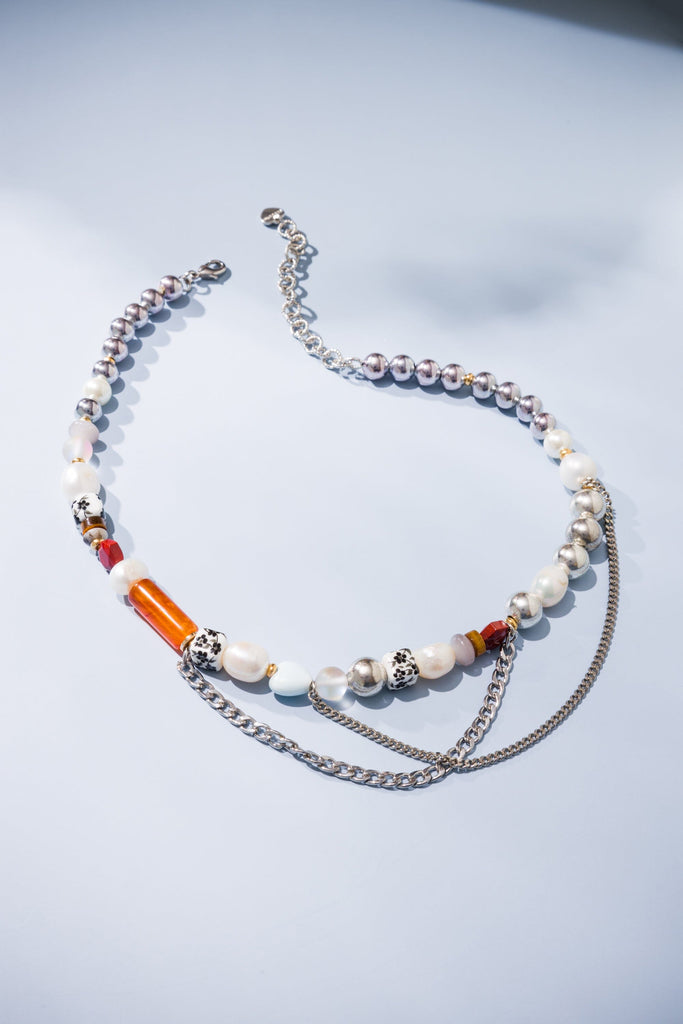 Silver Mix Pearl Necklace - Nakamol
