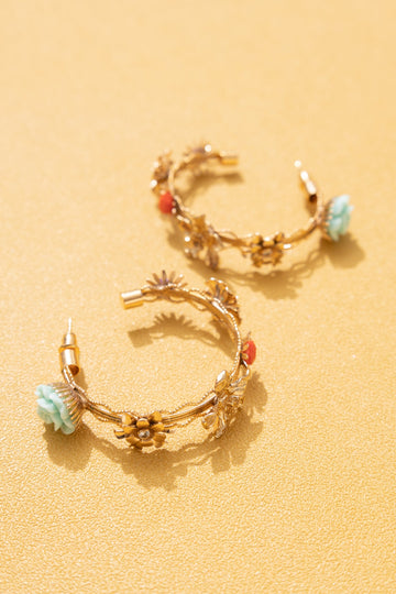 Floral Hoop Earrings - Nakamol
