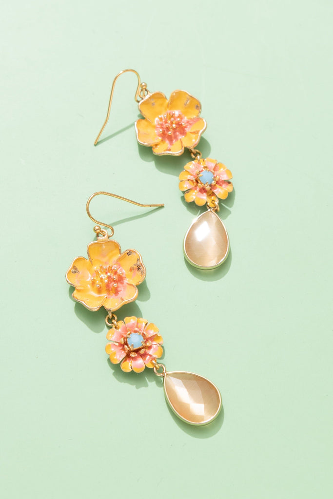 Peach Blooms Drop Earrings - Nakamol