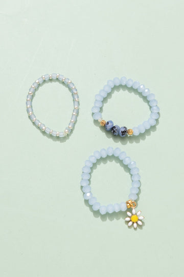 Aquamarine Stretchy Beaded Bracelet Set - Nakamol