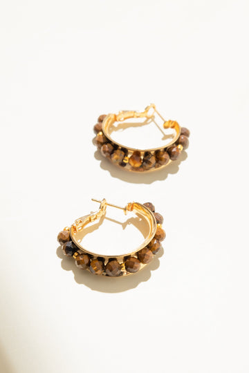 Tiger Eye Twisted Hoop Earrings - Nakamol