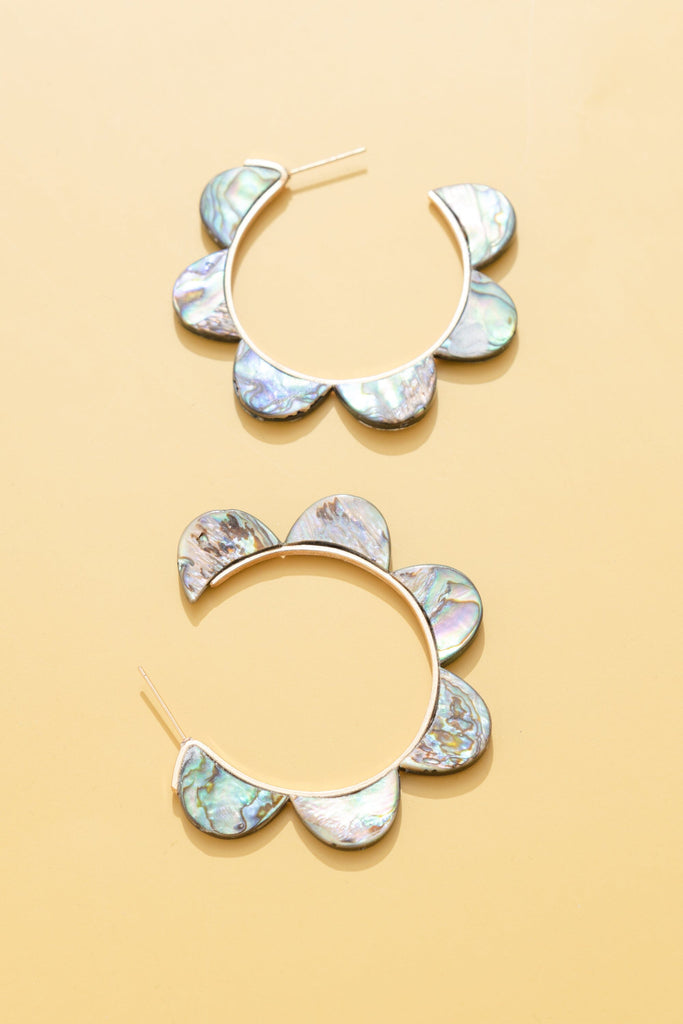 Abalone Arc Semi-Hoop Earrings - Nakamol