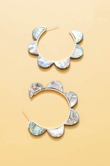 Abalone Arc Semi-Hoop Earrings - Nakamol